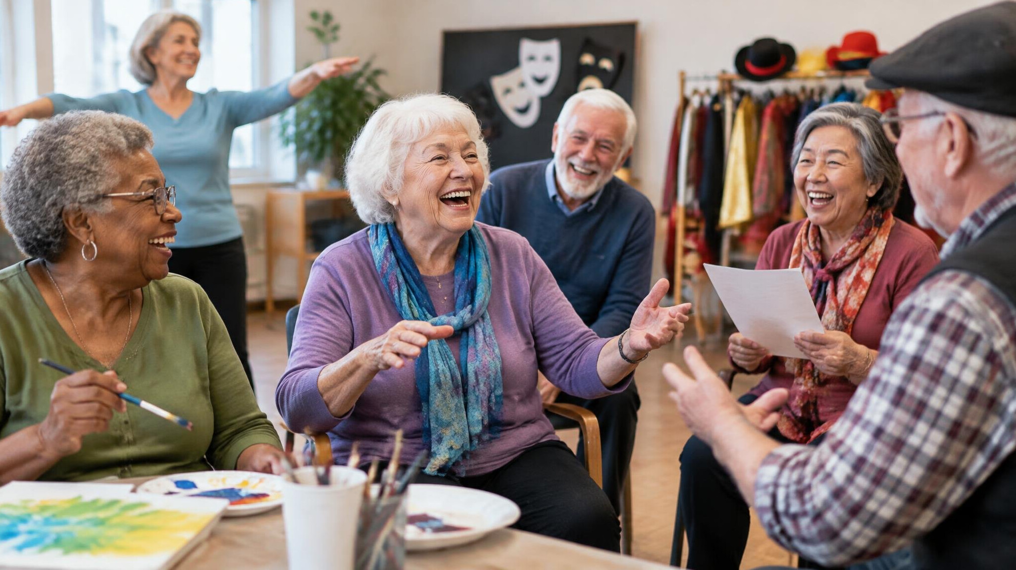 seniors laughing in group activity