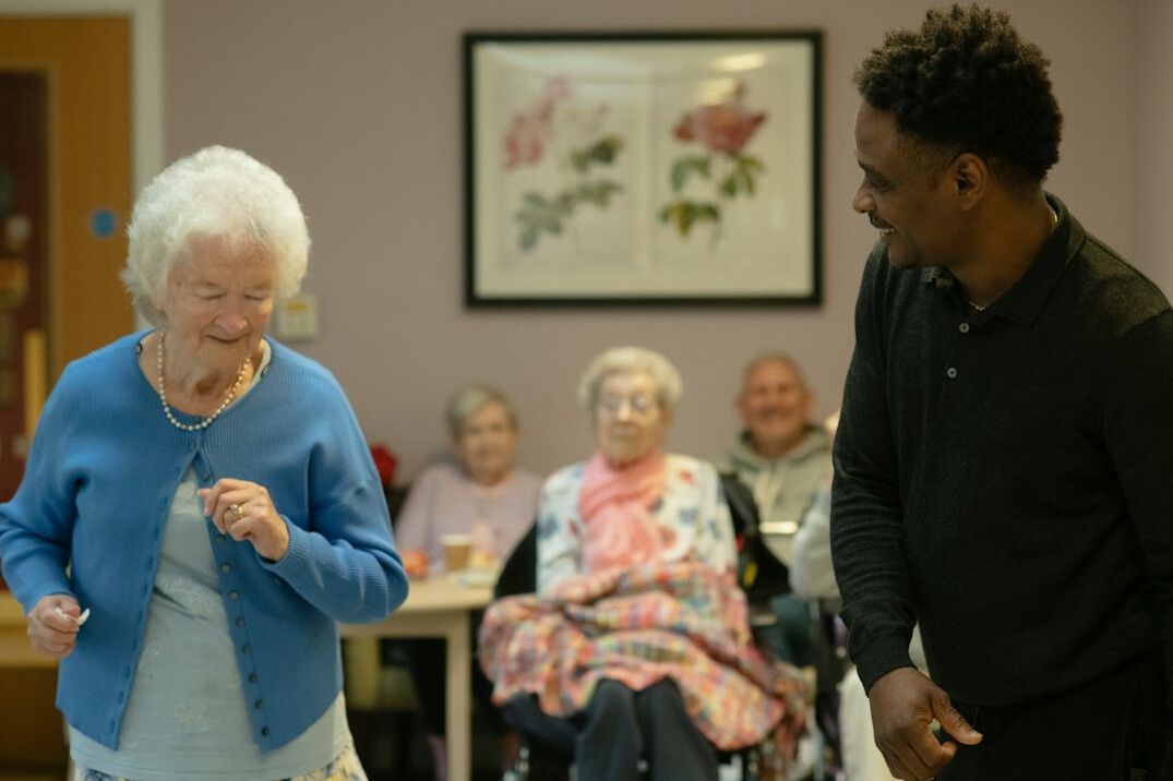 elderly people dancing