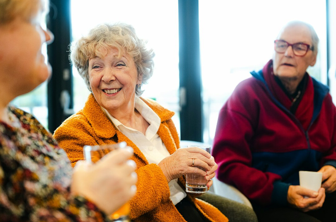 senior people in active aging class